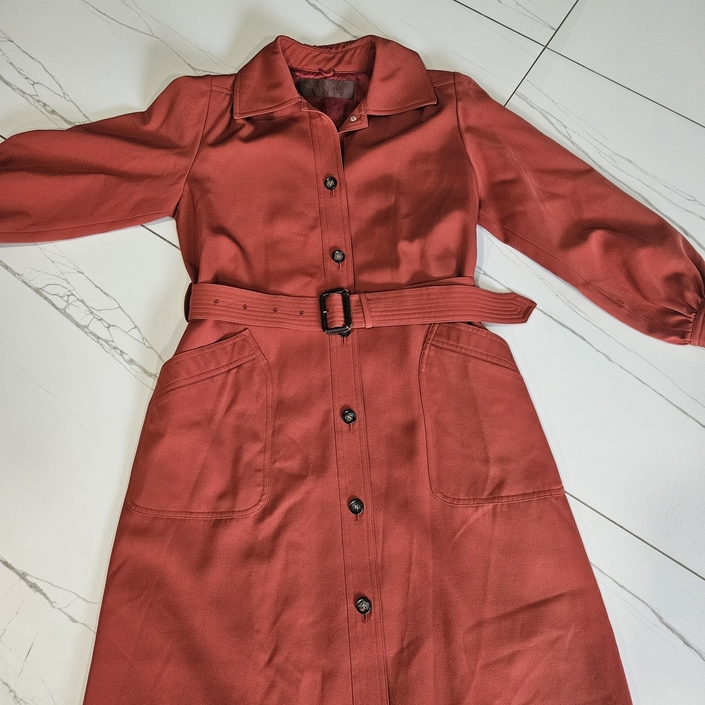 Yves Saint Laurent Coral Long Sleeve Dress with Belt - Picture 14 of 14